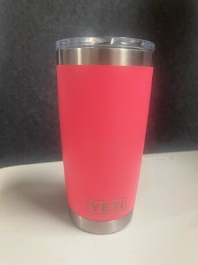Yeti Pink Stainless Steel Tumbler with Clear Lid